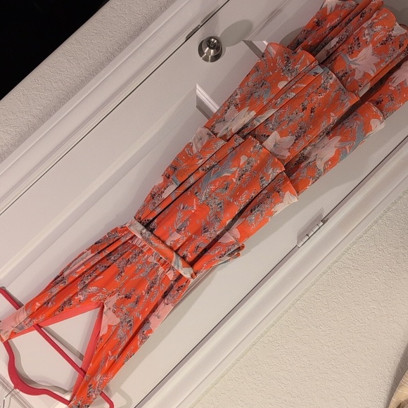 WHBM Coral Flirty Floral Print Midi Dress - Picture 14 of 14